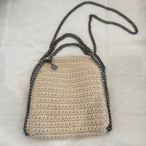 Cream Crochet Crossbody Bag with Textured Design
